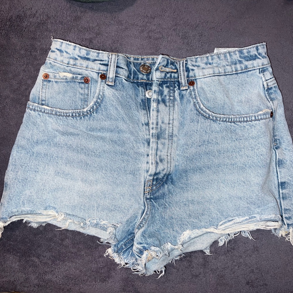 Zara high rise Jean shorts button fly